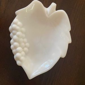 Imperial Milk Glass dish-1950.  Grapes on leaf